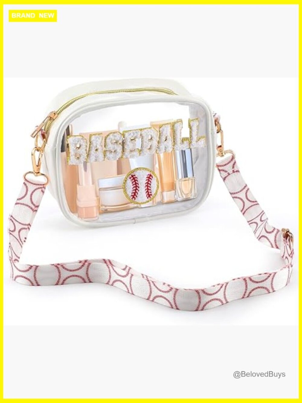 Transparent Crossbody Bag with Chenille Patches Stadium Approved Clear Purse
